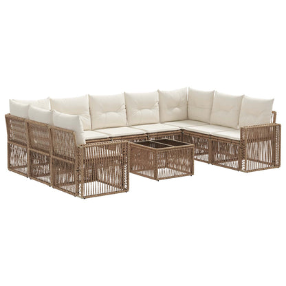 Tuinbankenset 10 pcs Beige en Crème Wit poly rattan