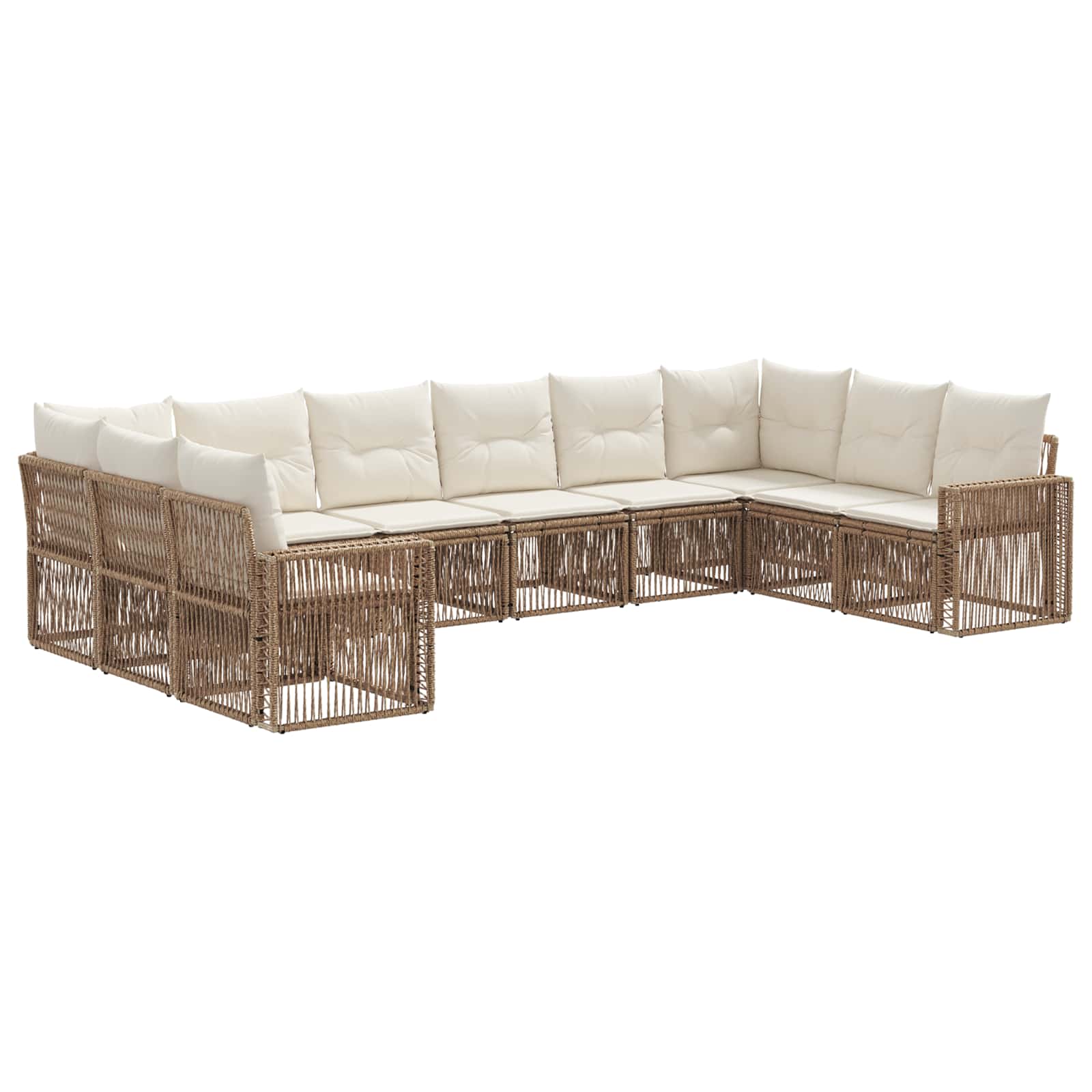 Tuinbankenset 10 pcs Beige en Crème Wit poly rattan