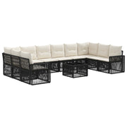 Tuinbankenset poly rattan zwart cream wit 11-delig