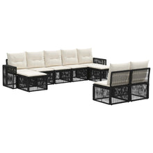 Tuinbankenset 9 pcs Zwart en Cream Wit poly rattan