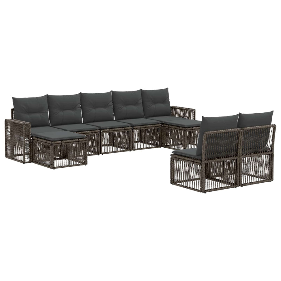 Tuinbankenset 9 pcs Grijs en Donkergrijs poly rattan