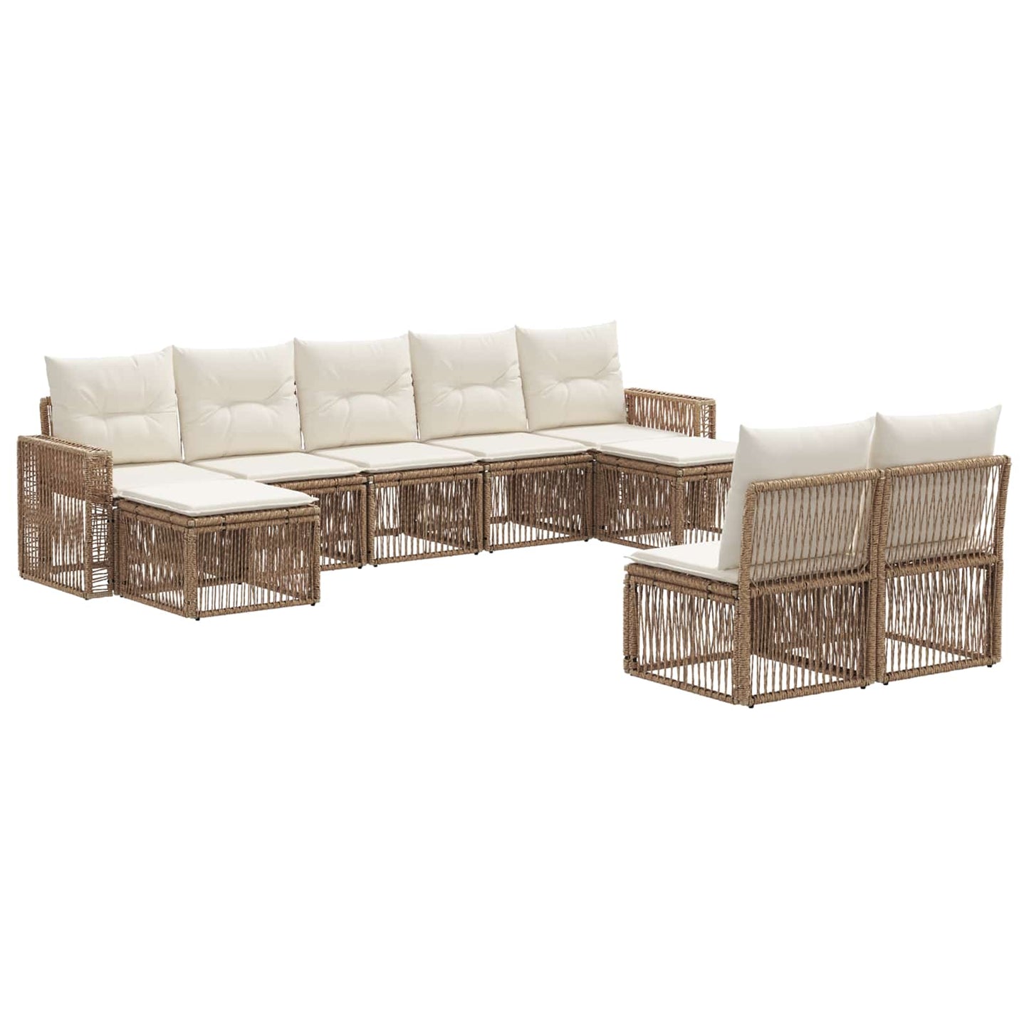 Tuinbankenset 9 pcs Beige en Crème Wit poly rattan