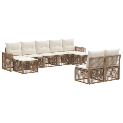 Tuinbankenset 9 pcs Beige en Crème Wit poly rattan