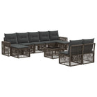 Outdoor Sofa Set 10 pcs Grey and Dark Grey poly rattan