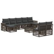 Tuinbankenset poly rattan grijs 10-delig
