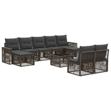 Tuinbankenset 10 pcs Grijs en Donkergrijs poly rattan