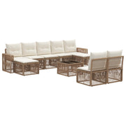 Tuinbankenset poly rattan beige crème wit 10-delig