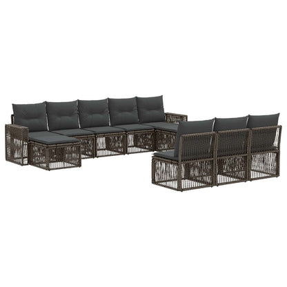 Tuinbankenset 10 pcs Grijs en Donkergrijs poly rattan