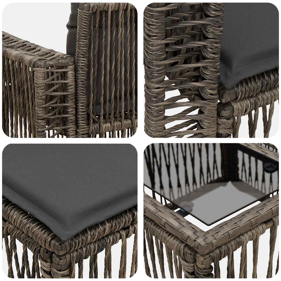 Tuinbankenset 11 pcs Grijs en Donkergrijs poly rattan