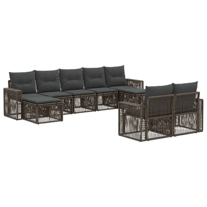 Tuinbankenset 9 pcs Grijs en Donkergrijs poly rattan