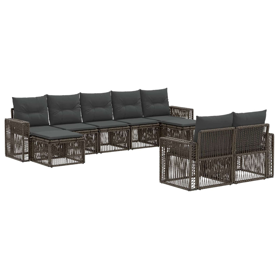Tuinbankenset 9 pcs Grijs en Donkergrijs poly rattan