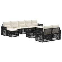 Tuinbankenset 10 pcs Zwart en Cream Wit poly rattan