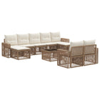 Garden Lounge Set 10 pcs Beige and Cream White poly rattan