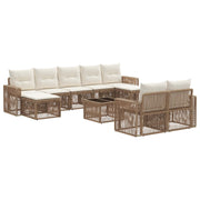 Tuinbankenset 10-delig poly rattan beige crème wit
