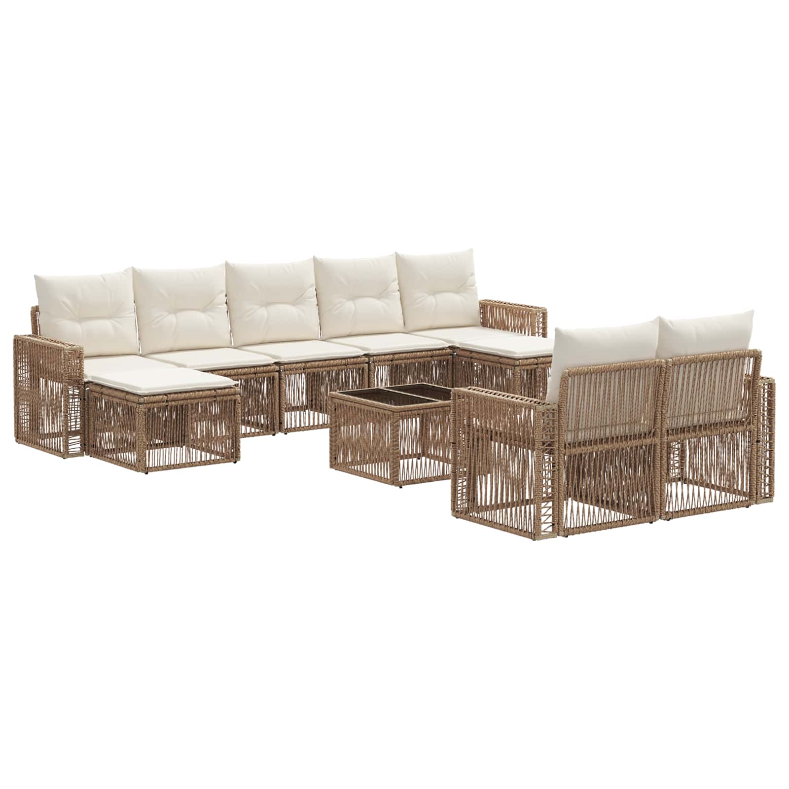 Tuinbankenset 10 pcs Beige en Crème Wit poly rattan