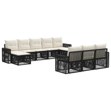 Tuinbankenset 10 pcs Zwart en Cream Wit poly rattan