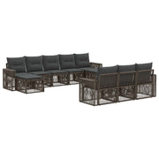 Tuinbankenset 10 pers poly rattan grijs