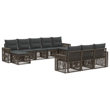 Tuinbankenset 10 pcs Grijs en Donkergrijs poly rattan
