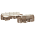 Tuinbankenset 10-pers poly rattan beige crème wit