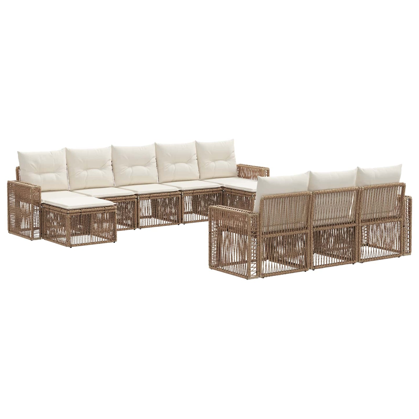 Tuinbankenset 10 pcs Beige en Crème Wit poly rattan