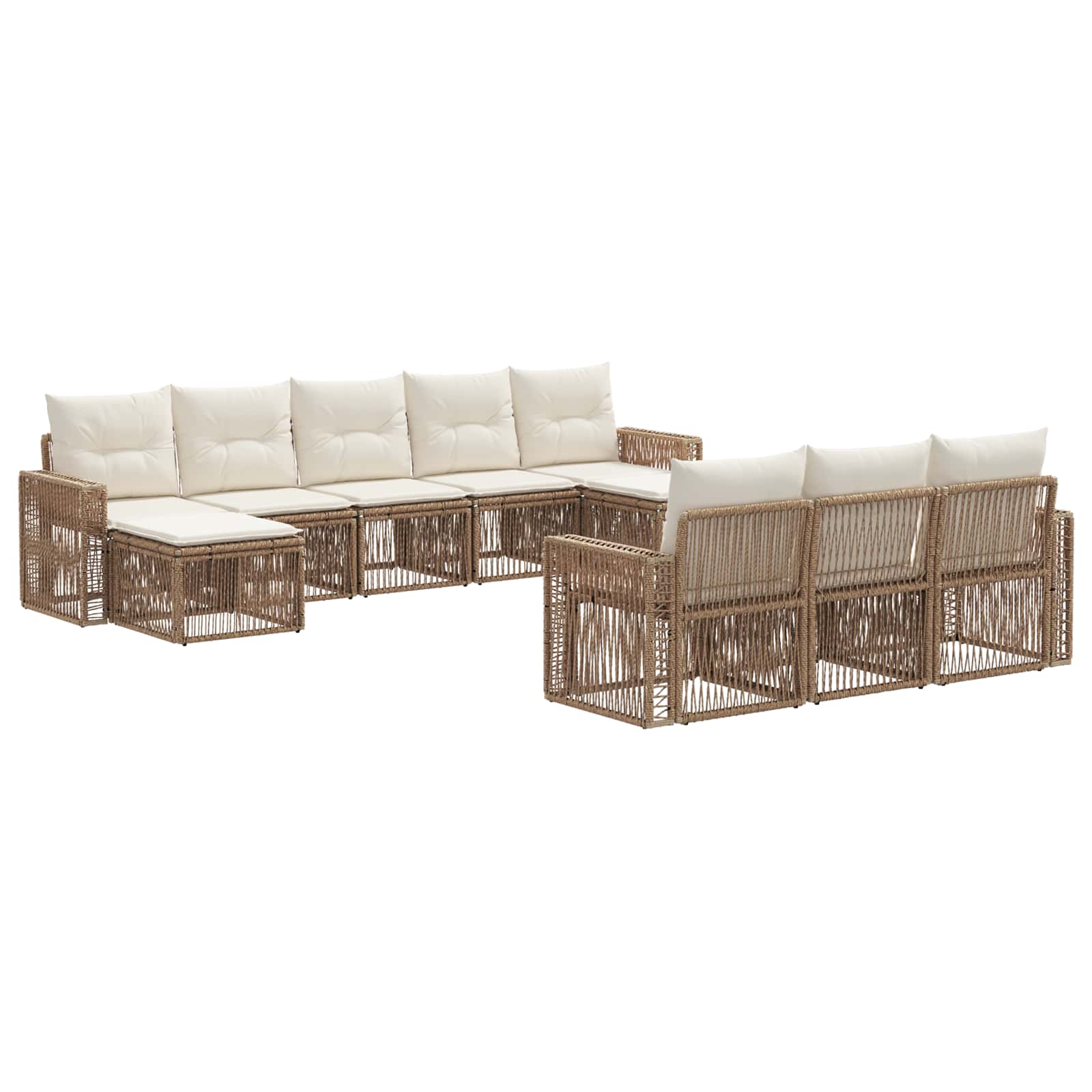 Tuinbankenset 10 pcs Beige en Crème Wit poly rattan