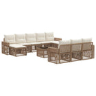 Garden Lounge Set 11 pcs Beige and Cream White poly rattan