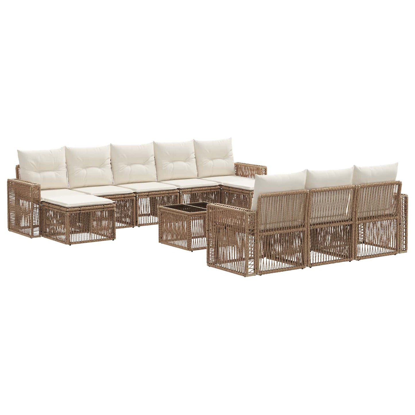Tuinbankenset 11 pcs Beige en Crème Wit poly rattan