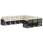 Tuinbankenset poly rattan 11-delig zwart cream wit