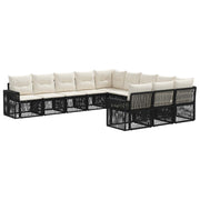 Tuinbankenset poly rattan 11-delig zwart cream wit