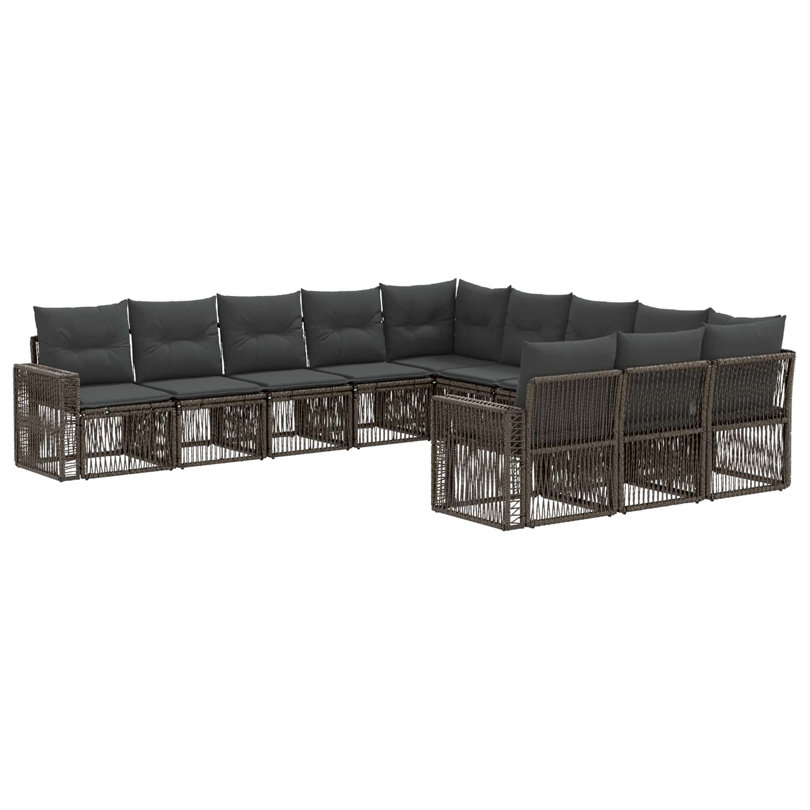 Tuinbankenset 11 pcs Grijs en Donkergrijs poly rattan