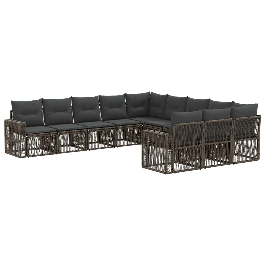 Tuinbankenset 11 pcs Grijs en Donkergrijs poly rattan