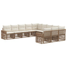 Tuinbankenset poly rattan 11-delig beige crème wit