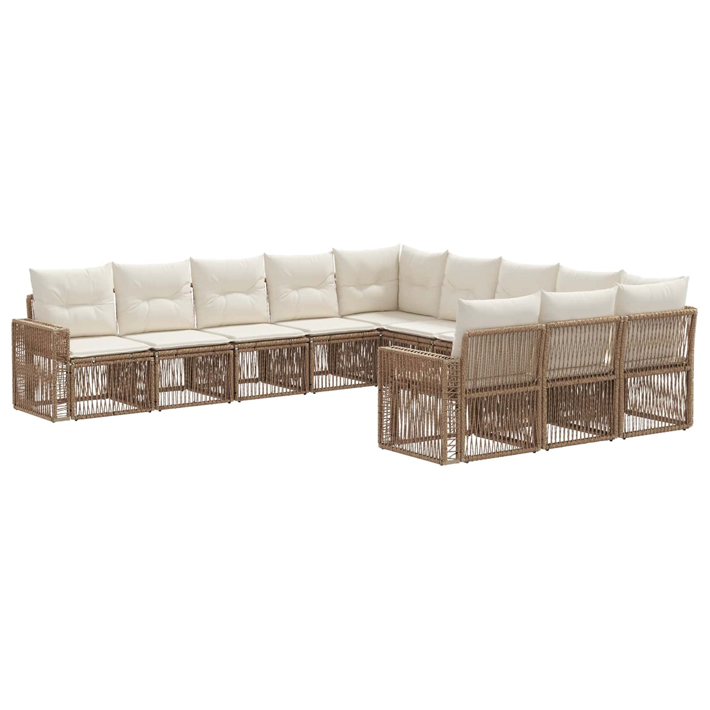Tuinbankenset 11 pcs Beige en Crème Wit poly rattan