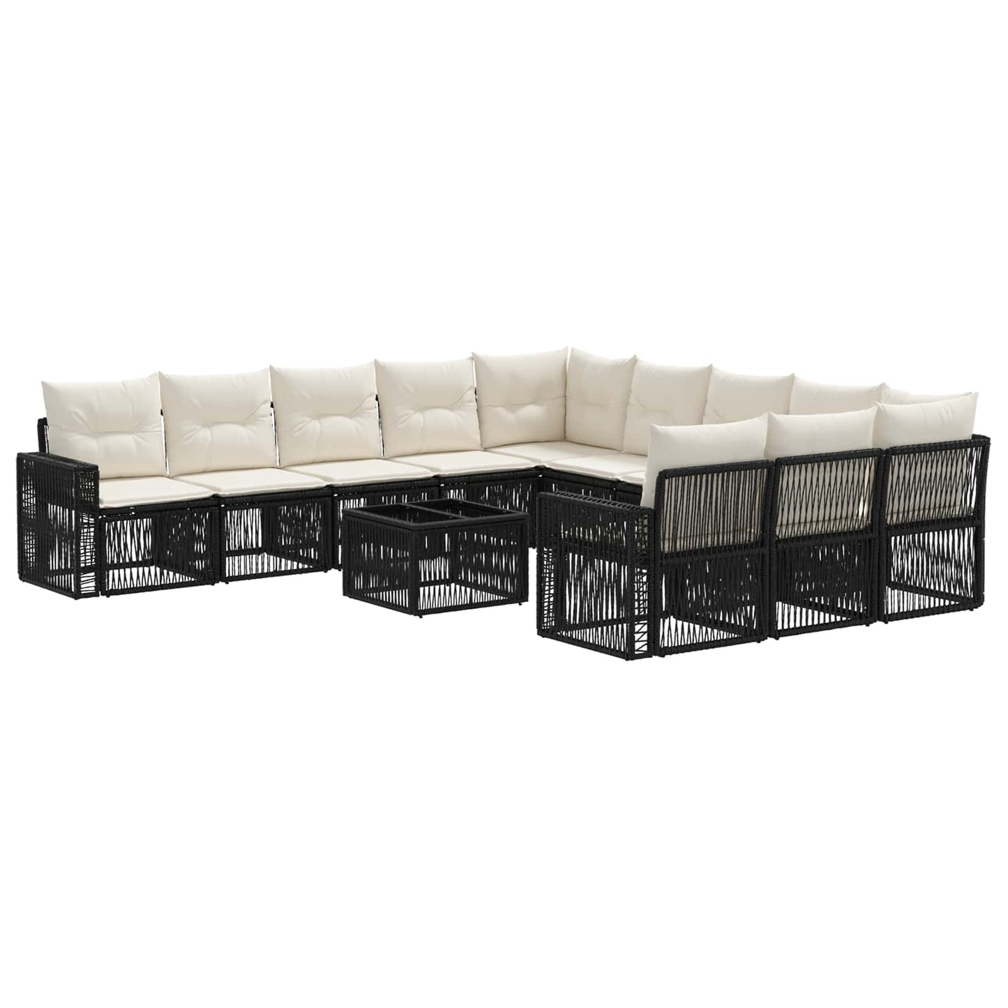 Tuinbankenset 12 pcs Zwart en Cream Wit poly rattan
