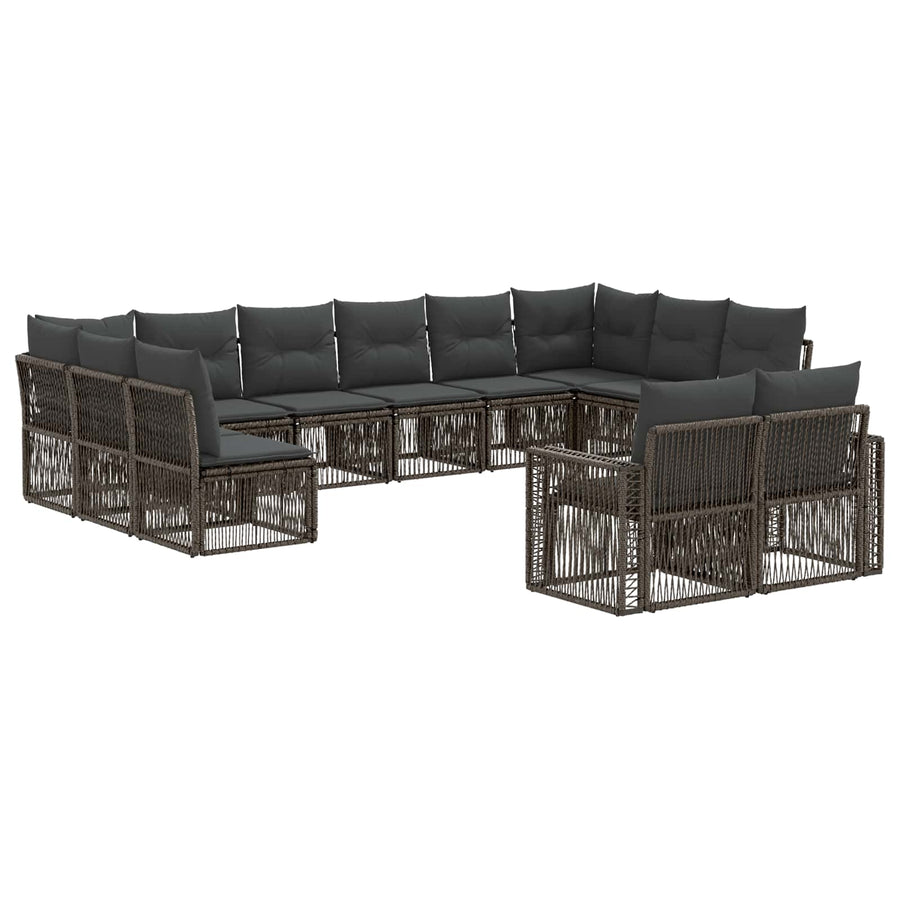 Tuinbankenset 12 pcs Grijs en Donkergrijs poly rattan
