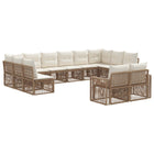 Modulaire tuinbankenset poly rattan beige crème wit 12 personen