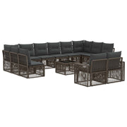 Tuinbankenset poly rattan grijs donkergrijs