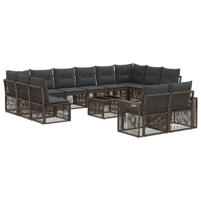 Tuinbankenset 13 pcs Grijs en Donkergrijs poly rattan