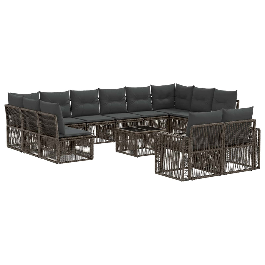 Tuinbankenset 13 pcs Grijs en Donkergrijs poly rattan