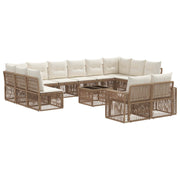 Tuinbankenset poly rattan beige crème wit 13-delig