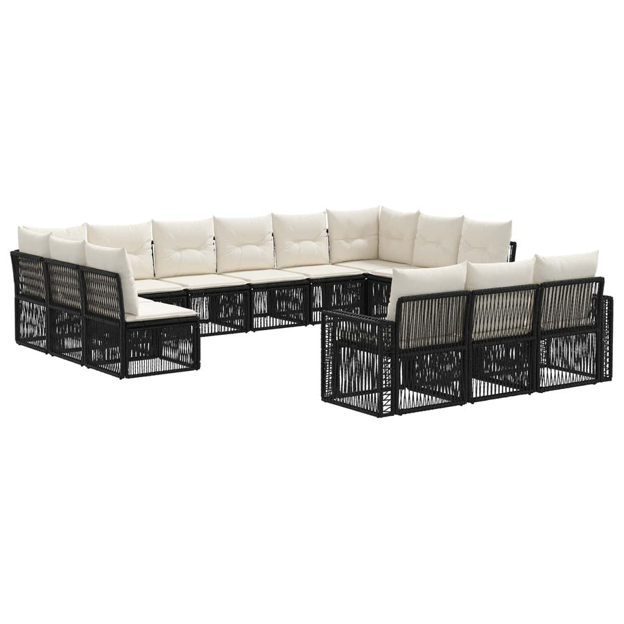 Tuinbankenset 13 pcs Zwart en Cream Wit poly rattan