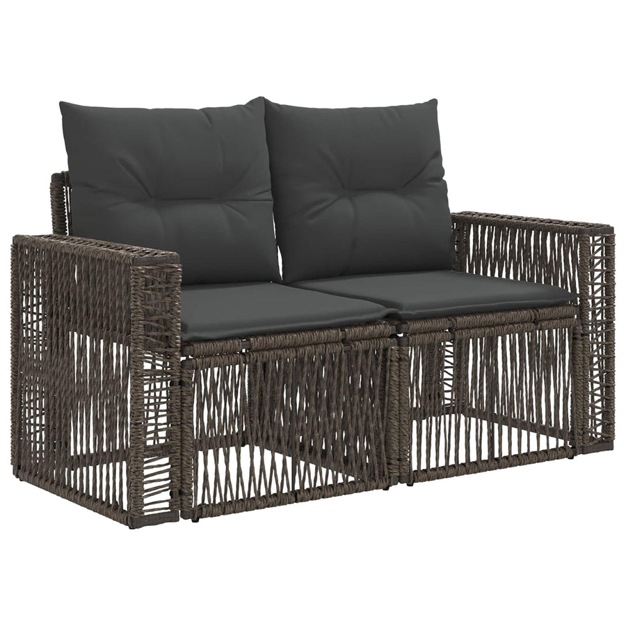 Tuinbankenset 14 pcs Grijs en Donkergrijs poly rattan