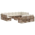 Garden bench set 14 pcs Beige and Cream White poly rattan