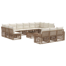 Tuinbankenset 14 pcs Beige en Crème Wit poly rattan