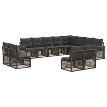 Tuinbankenset 12 pcs Grijs en Donkergrijs poly rattan