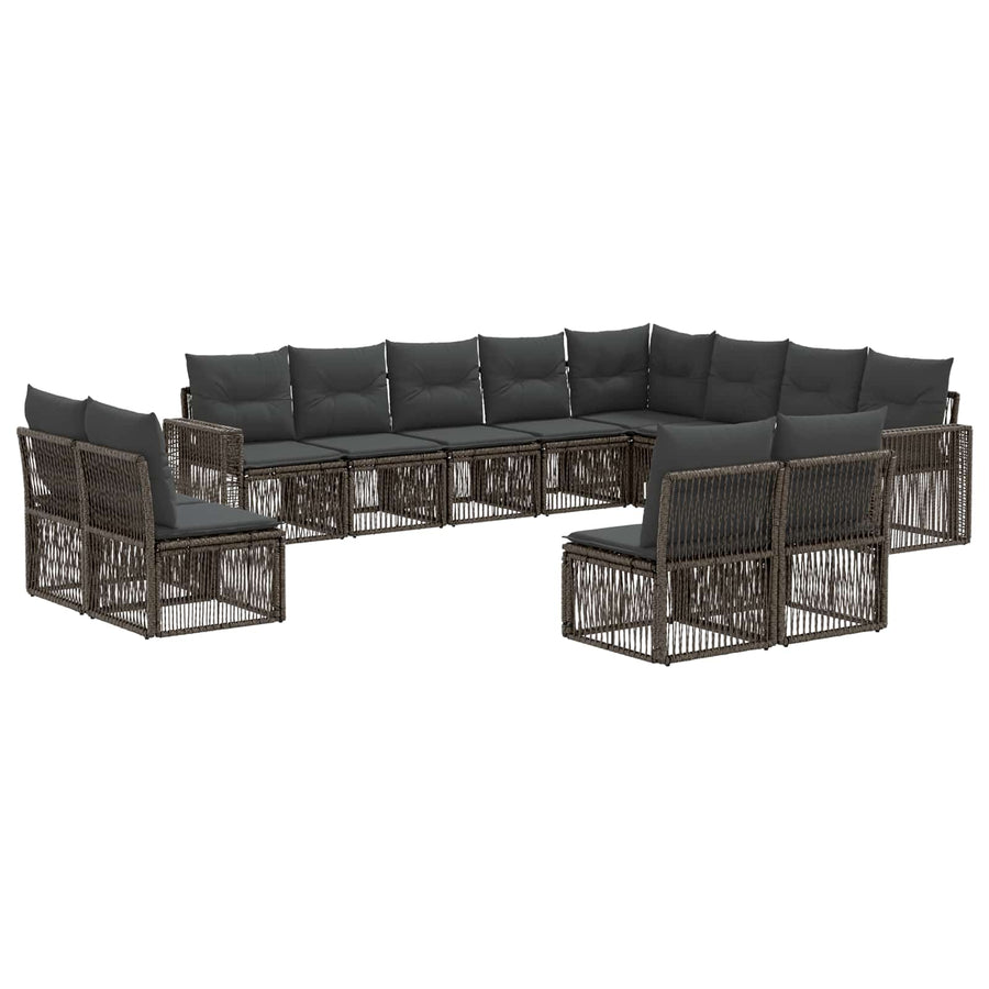 Tuinbankenset 12 pcs Grijs en Donkergrijs poly rattan