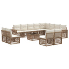 Garden bench set 13 pcs Beige and Cream White poly rattan