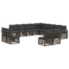 Tuinbankenset poly rattan grijs 13-delig