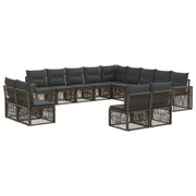 Tuinbankenset poly rattan grijs 13-delig