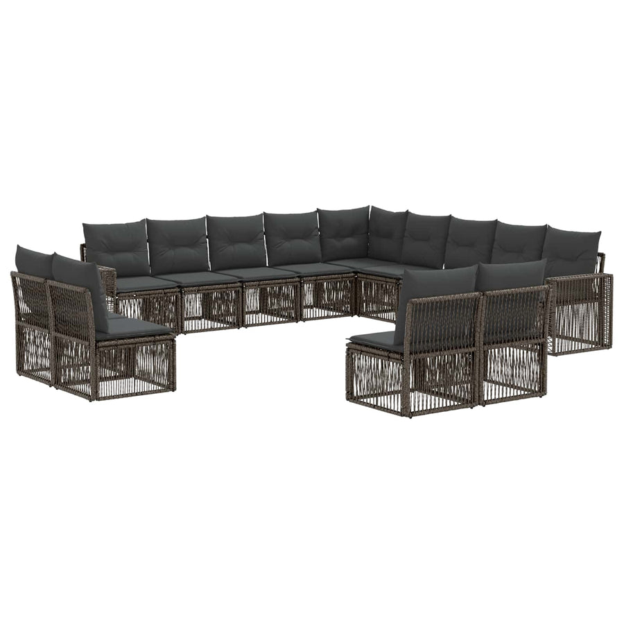 Tuinbankenset 13 pcs Grijs en Donkergrijs poly rattan